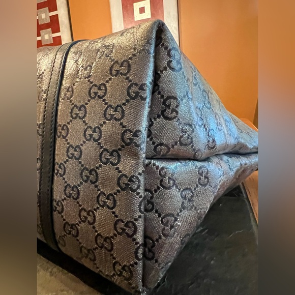 Gucci Grey/Black GG Crystal Canvas and Leather Joy Tote - Picture 8 of 15